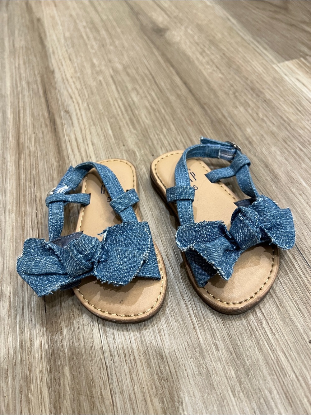 Girls Denim Bow Sandals - Blue